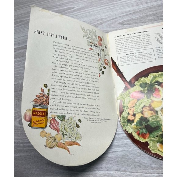 Mazola Salad Bowl Vintage Recipe Booklet 1938 Salad Oil Cookbook - Picture 3 of 8